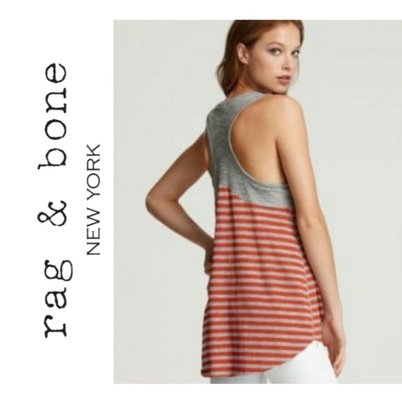 rag & bone Tops - RAG & BONE Top / Tank Knit Striped Racerback Gray & Orange